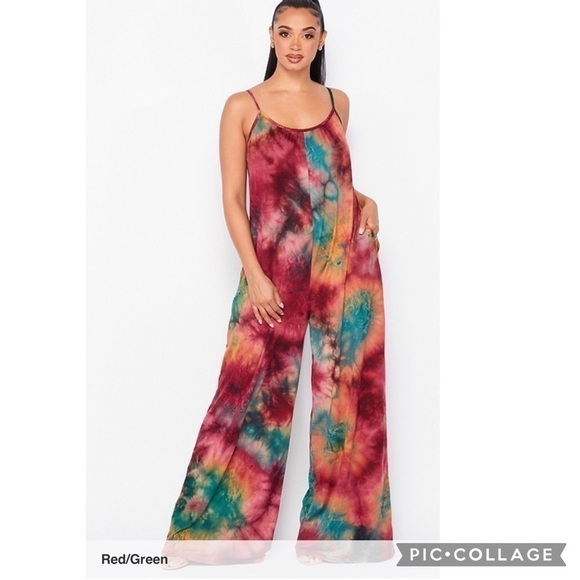 Beautiful Deep Berry & Green Tie Dyed Jumper - Picture 2 of 5